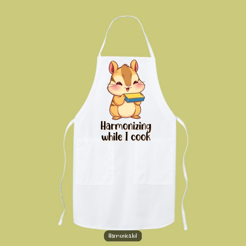 Funny Happy Chipmunk Harmonica Apron - Cook with Musical Fun