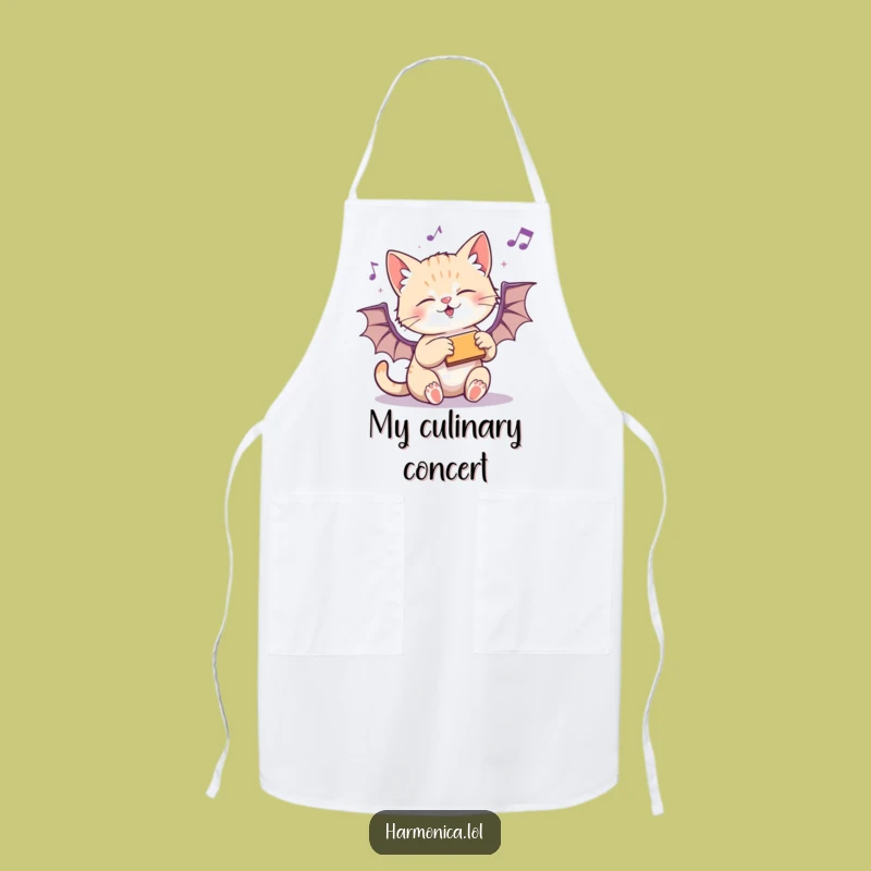 Funny Kitten Harmonica Apron: Kitchen Cat Tunes - Practical Funny Gift