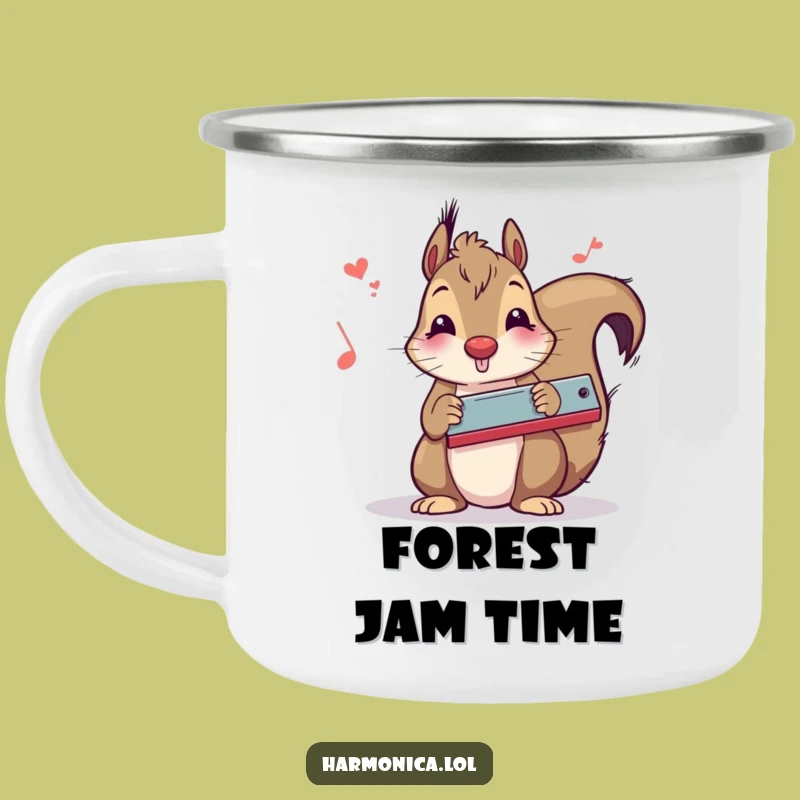 Funny Squirrel Harmonica Camping Mug: Outdoor Music Adventures, Durable Funny Gift