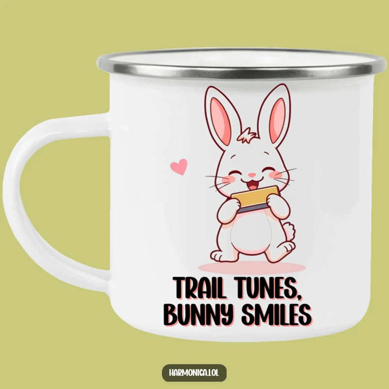 Funny Cheerful Rabbit Harmonica Camping Mug - Happy Outdoor Melodies