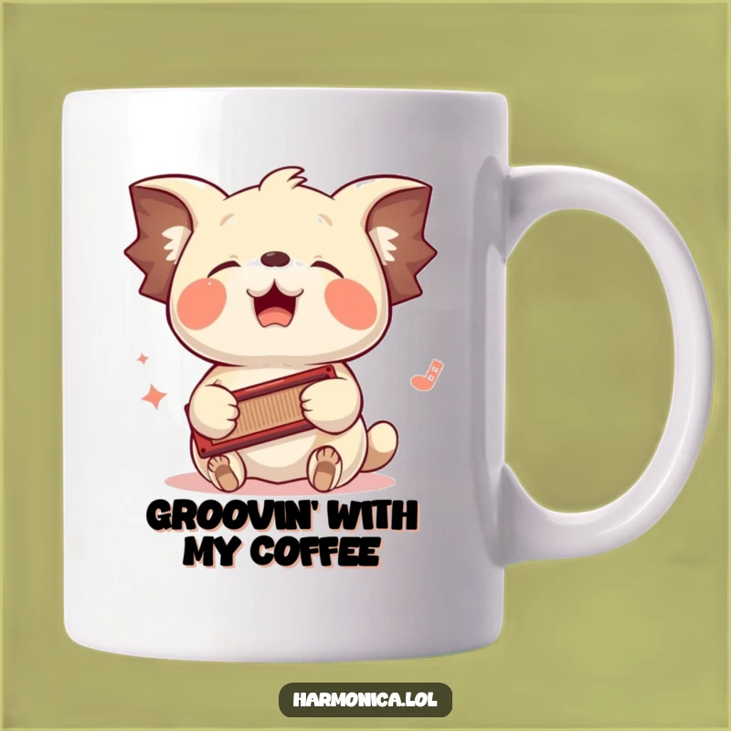 Funny Floppy-Eared Creature Music Mug: Groove to Hilarious Harmonica Beats!