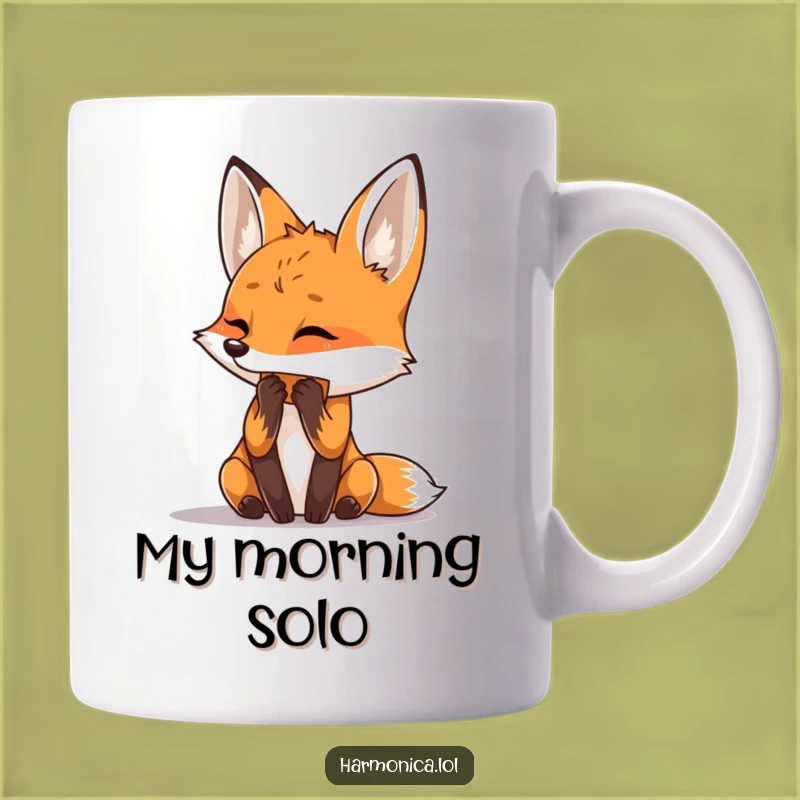 Funny Fox Musician Mug: Curious Canine Playing Harmonica - Perfect Funny Gift