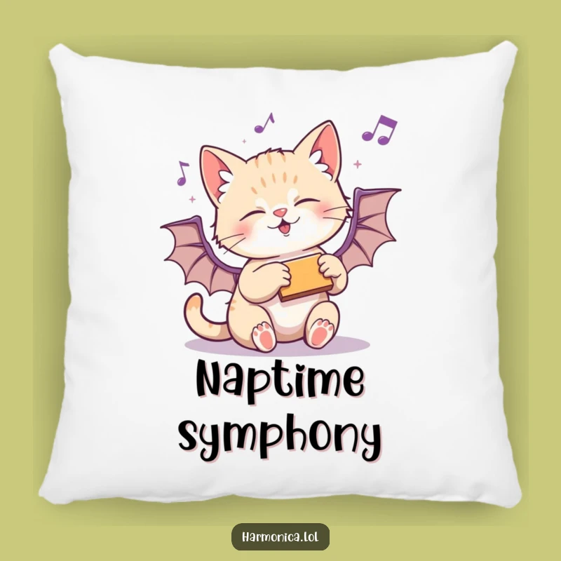 Funny Kitten Harmonica Pillow: Playful Cushion Comfort - Adorable Funny Gift Throw