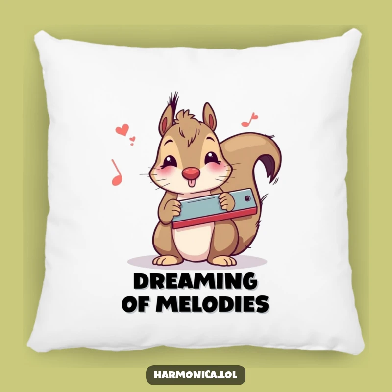 Funny Squirrel Harmonica Pillow: Cozy Up with Musical Rodent Comfort, Adorable Funny Gift