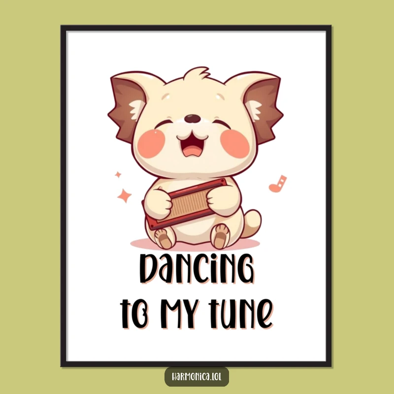 Funny Floppy-Eared Harmonica Digital Art: Instant Musical Groove!