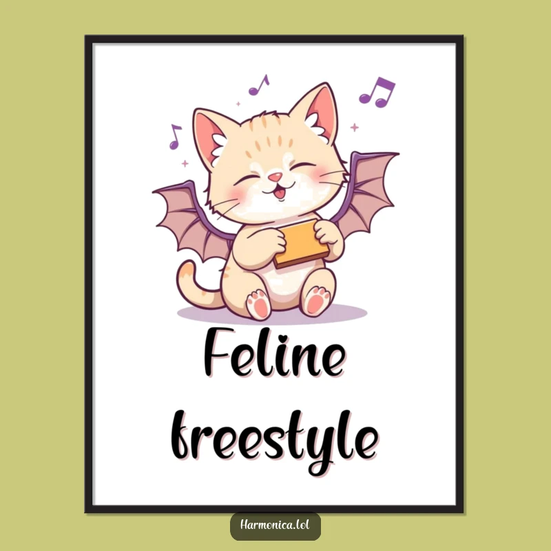 Funny Kitten Harmonica Digital Art: Instant Joy - Printable Funny Gift Decor