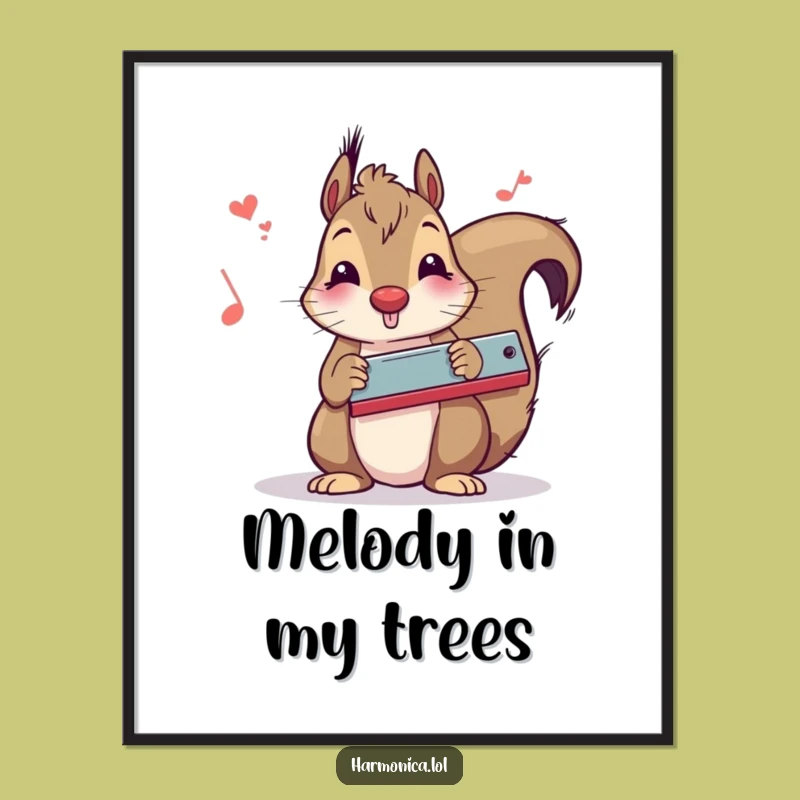 Funny Squirrel Harmonica Digital Print: Instant Musical Rodent Joy for Your Walls, Unique Funny Gift