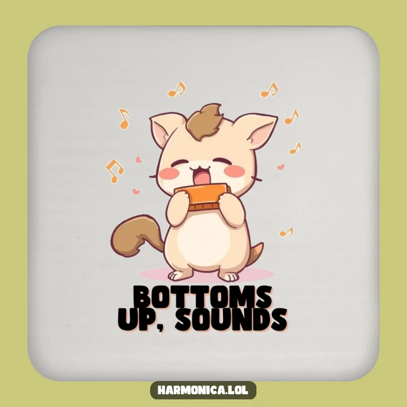 Funny Harmonica Creature Drink Coaster: Protect Surfaces with Musical Humor!