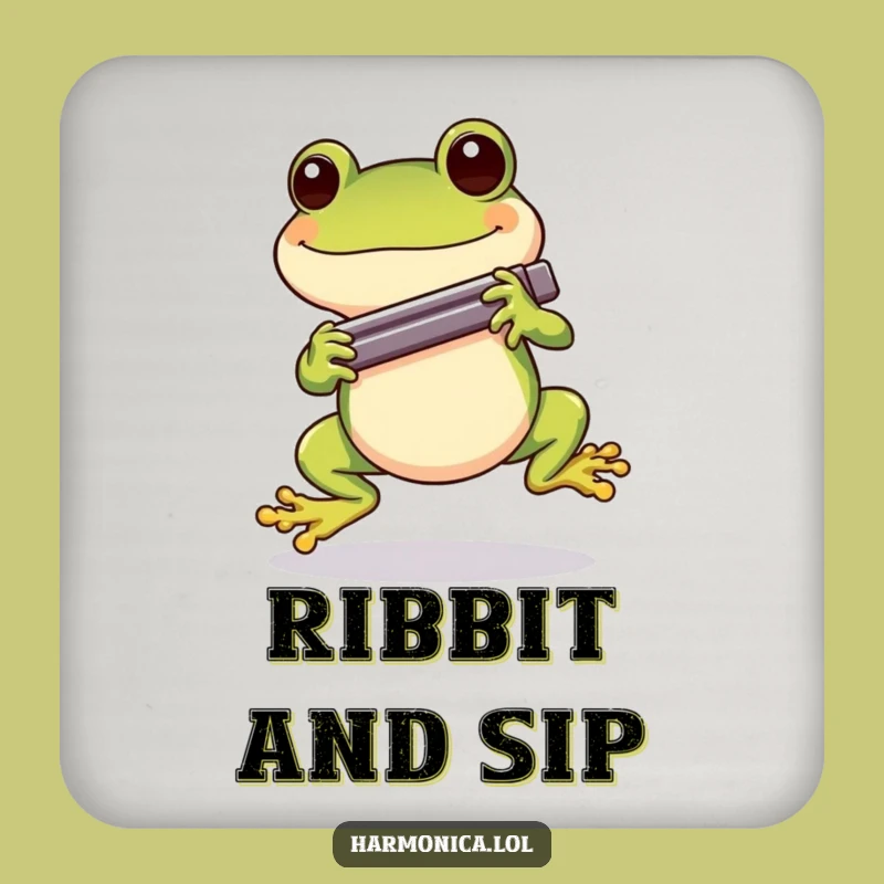 Funny Cheerful Frog Harmonica Coaster: Musical Art, Surface Protection Gift