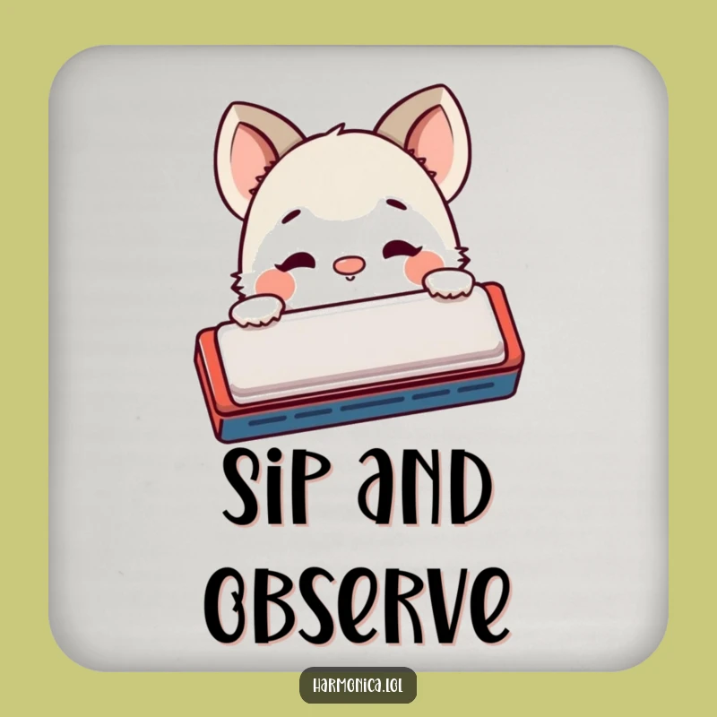 Funny Harmonica Peek Coaster: Protect Surfaces with Curious Charm!