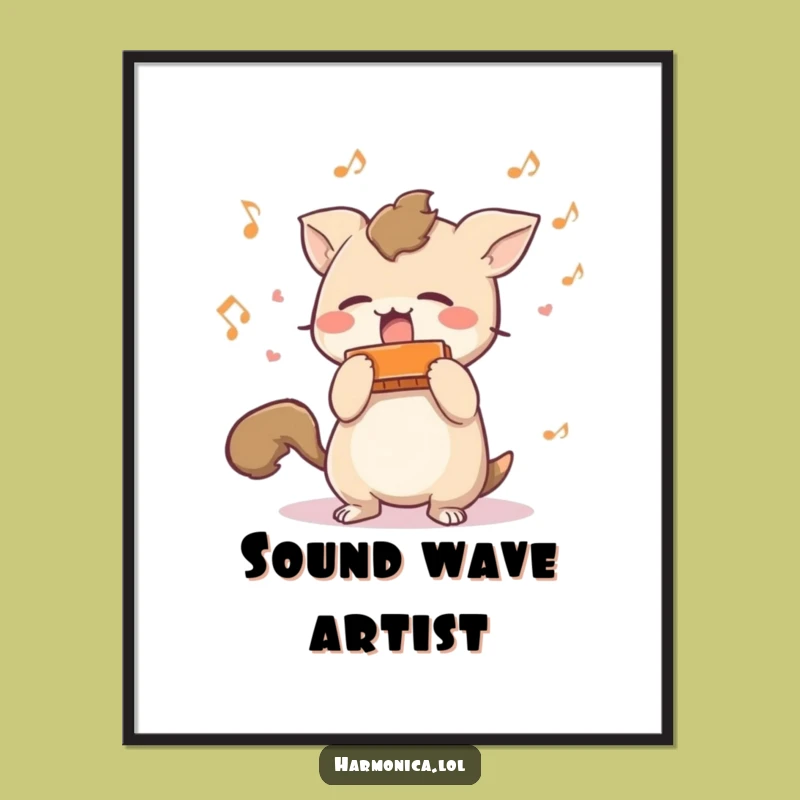 Funny Harmonica Creature Poster: Add a Splash of Musical Laughter to Your Walls!