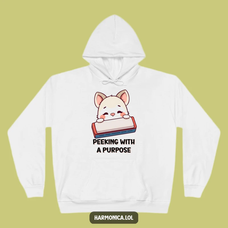 Funny Shy Harmonica Hoodie: Cozy Up with Curious Musical Vibes!