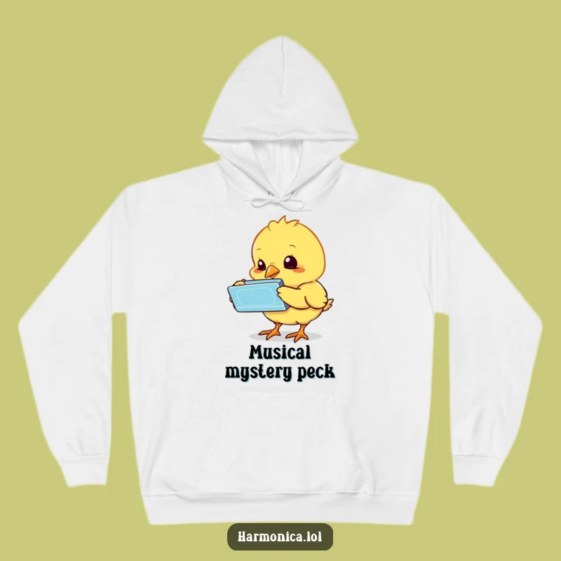 Funny Bewildered Chick Harmonica Hoodie: Cozy Up to Cute Confusion, Ultimate Funny Gift