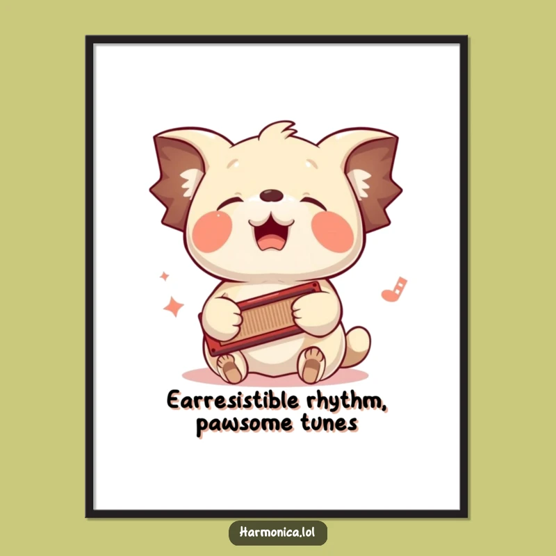 Funny Free Printable Wall Art: Creature Grooving To Harmonica Music, Rhythmic Decor