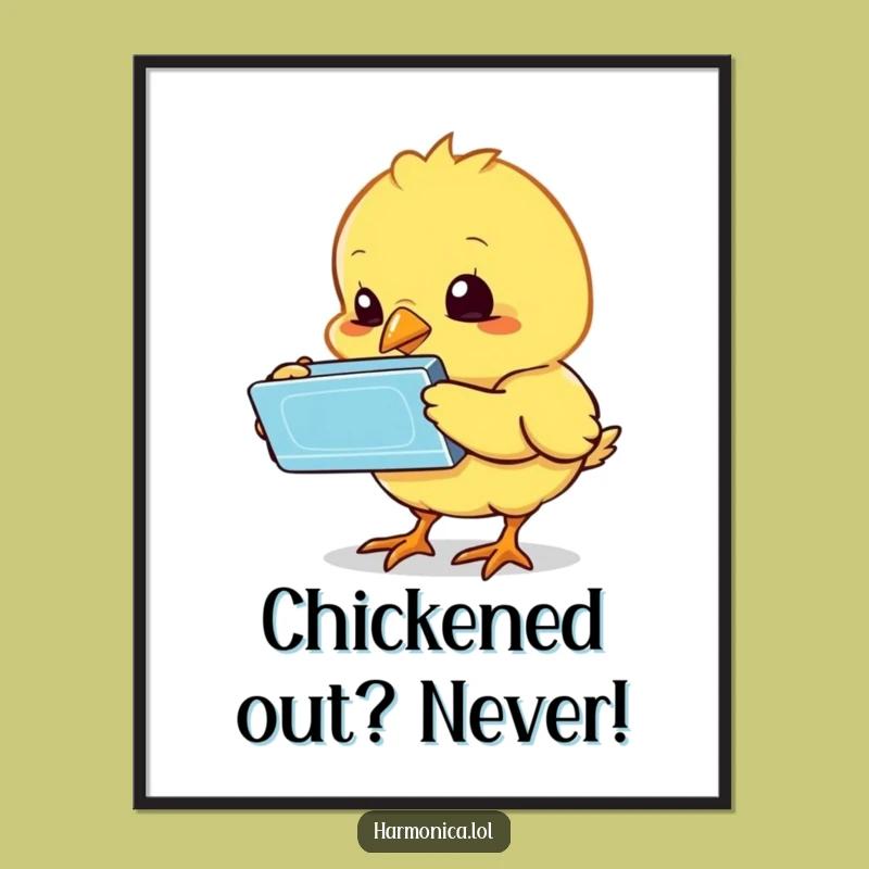 Free Printable Wall Art: Chick's Harmonica Quandary - Downloadable Quirky Design