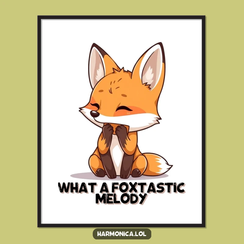 Free Printable Wall Art: Funny Fox Harmonica Player Downloadable Decor