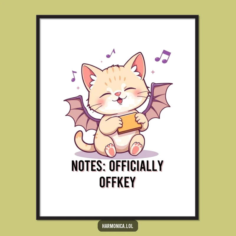 Free Printable Wall Art: Funny Kitten Harmonica Player Downloadable Decor