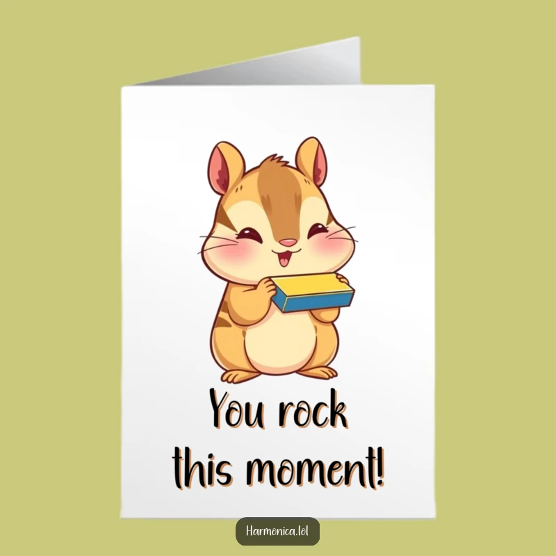 Free Printable Congrats Card: Happy Chipmunk Music, Humorous Downloadable Celebration