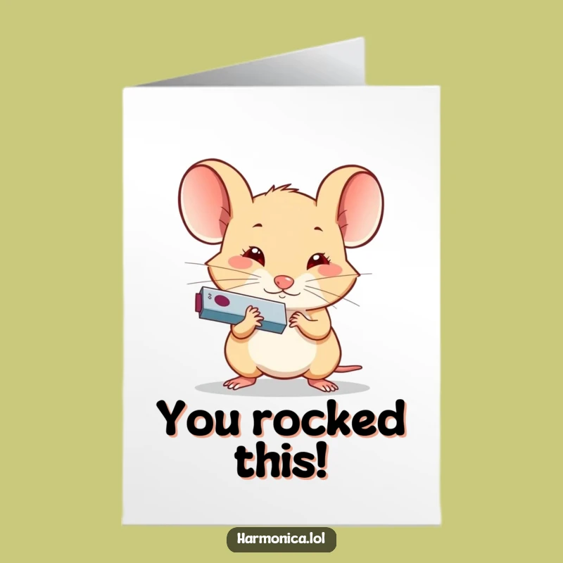 Free Printable Congrats Card: Musical Mouse, Unique Downloadable Gift for Success