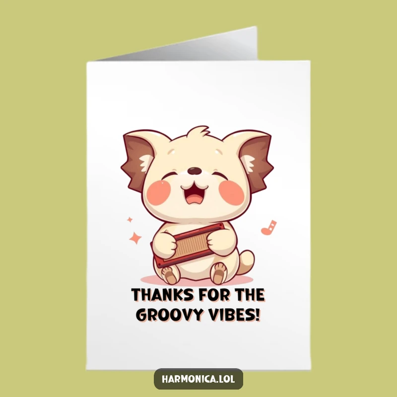 Free Printable Thank You Card: Musical Creature Expressing Thanks With Harmonica Groove
