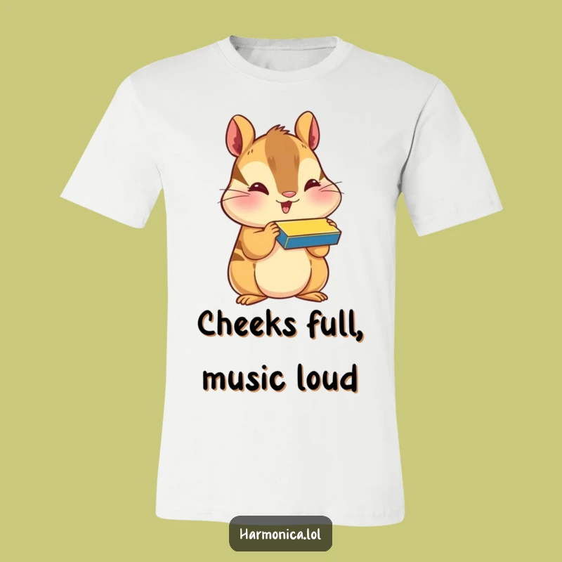 Funny Happy Chipmunk Harmonica T-Shirt - Playful Music Lover Tee