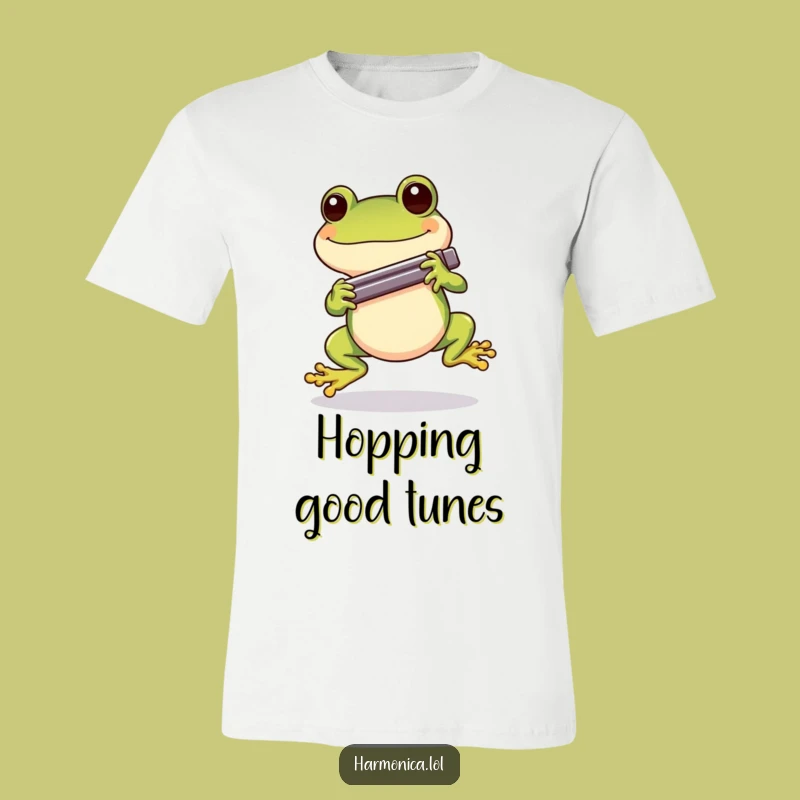 Funny Cheerful Frog Harmonica T-Shirt: Hopping Beat, Music Fun, Great Gift