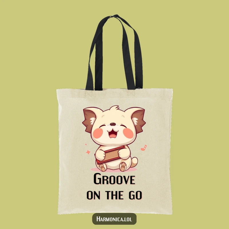 Funny Harmonica Groove Tote Bag: Carry Your Tunes in Style!