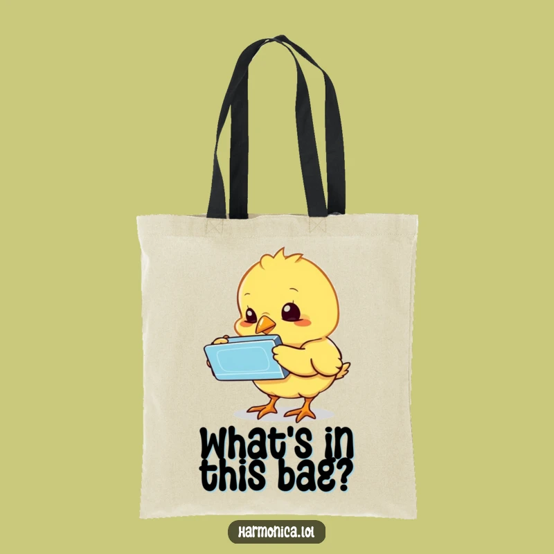 Funny Bewildered Chick Harmonica Tote Bag: Carry Your Curiosity, Chic Funny Gift